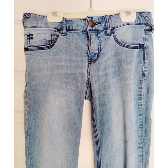 Free People Women's Jeans 27 Skinny Jean Mid Rise Light Blue Rustic Distressed - Picture 7 of 16